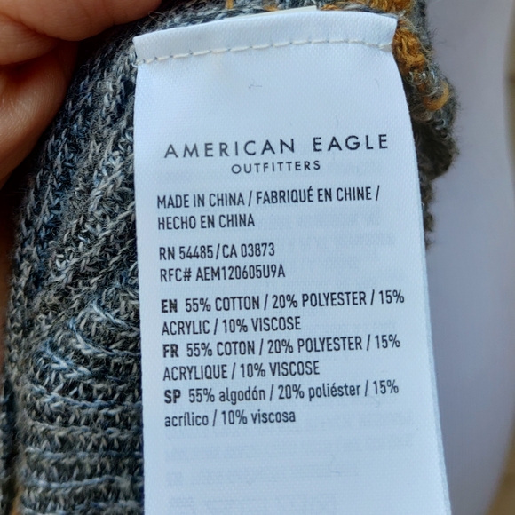 American Eagle Jegging Fit Sweater Gray Striped High Neck Cotton Blend - Picture 11 of 13